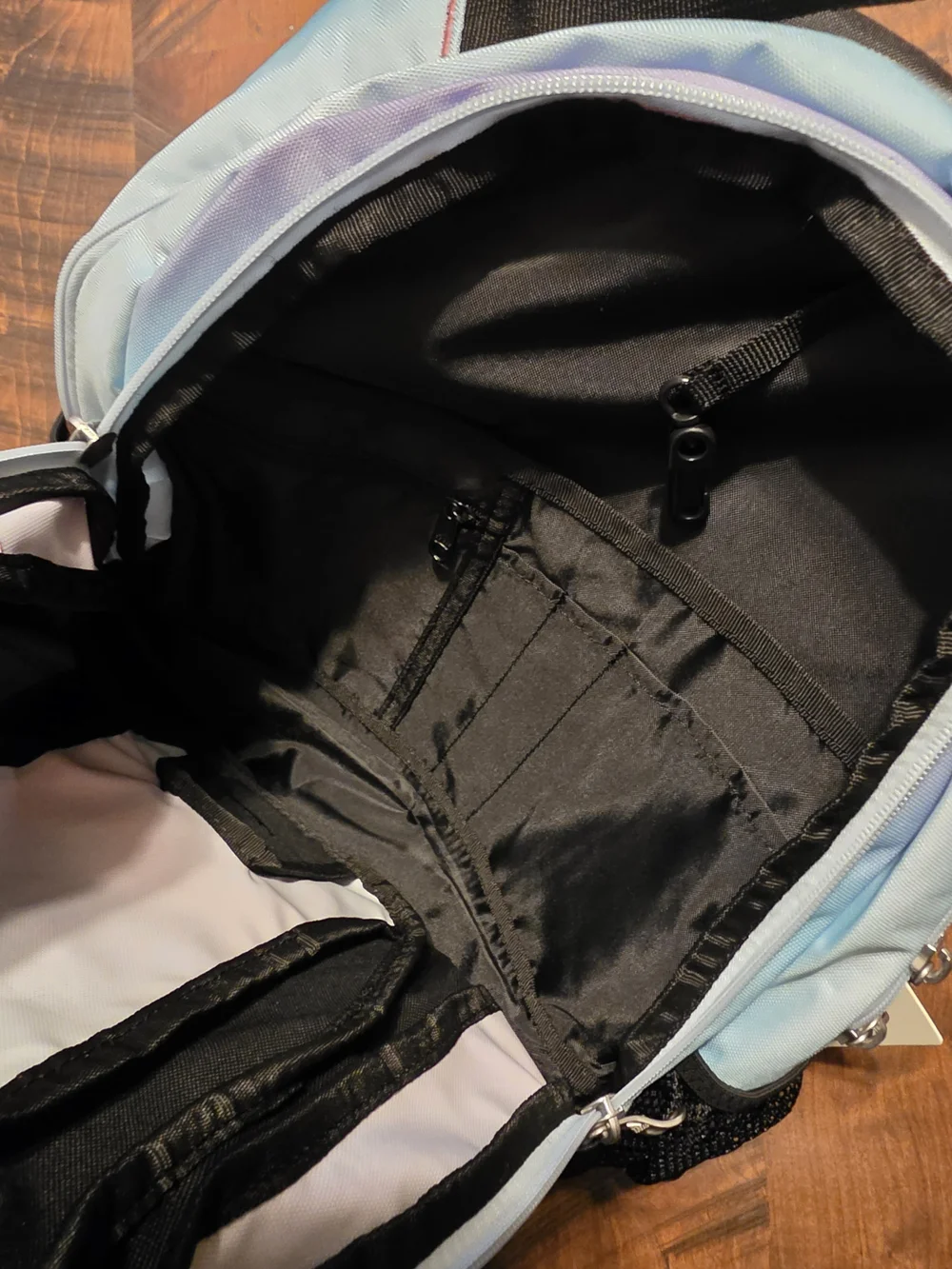 adidas Black Backpack with Pastel Pink and Light Blue Panels And Lunch Bag